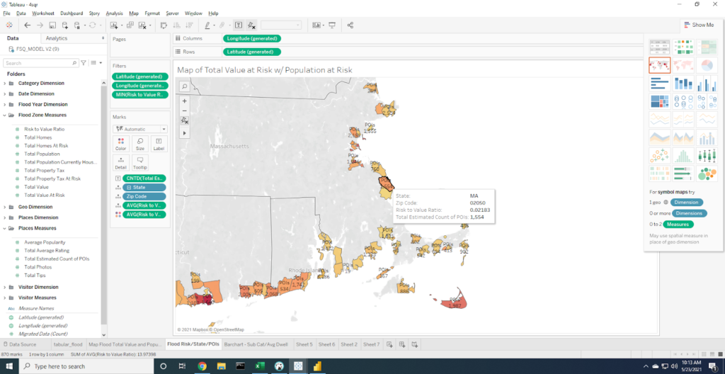 Map of Total Values at Risk with Population at Risk