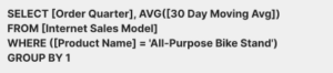 30 Day Moving Average of Sales by Quarter Example Expression