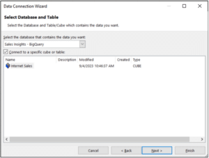 Selecting the AtScale data model