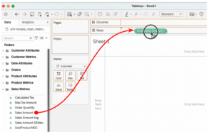 Tableau - drag sales amount to rows